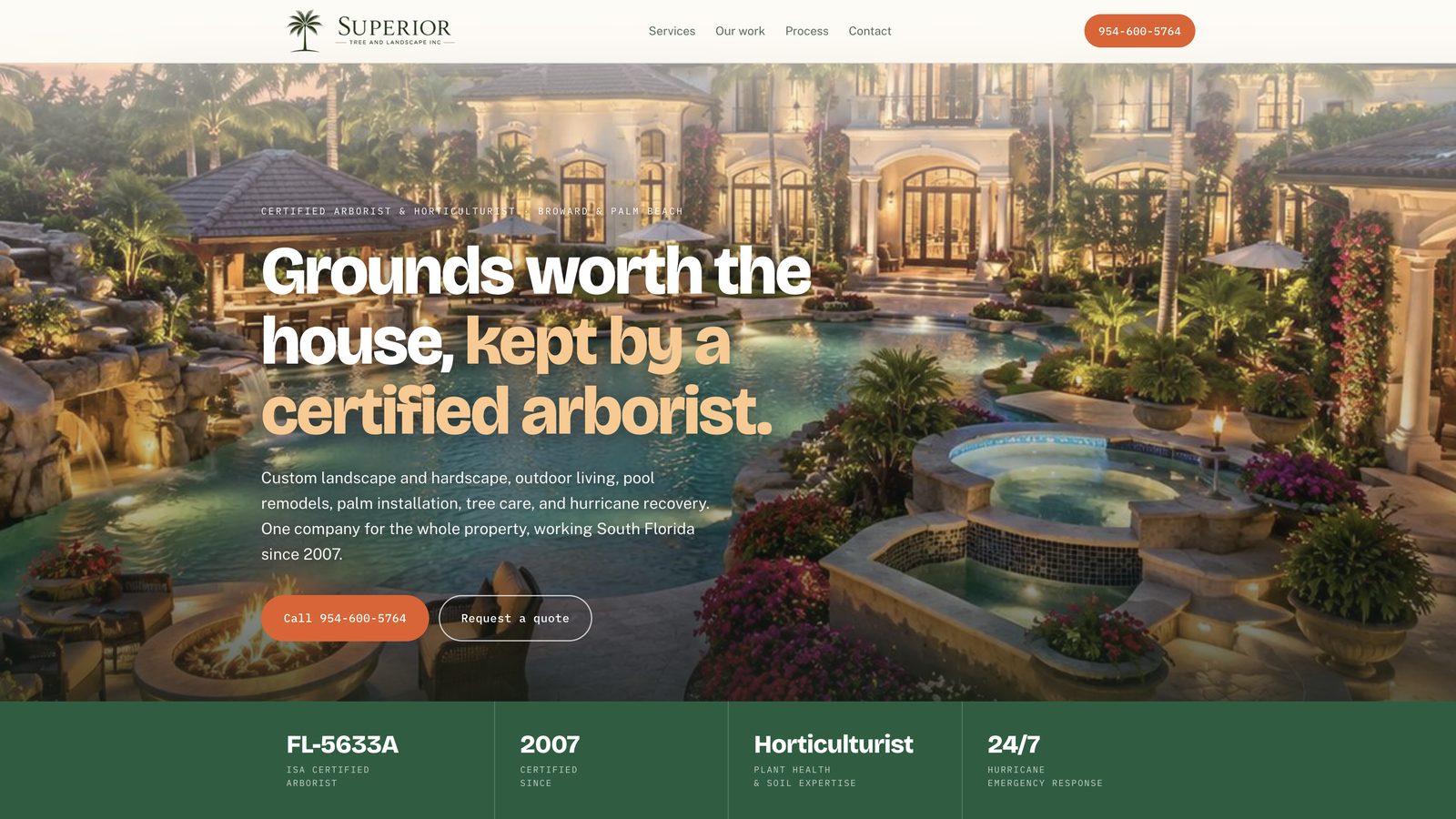 Homepage of superiortreefl.com, designed by My Elevated Marketing